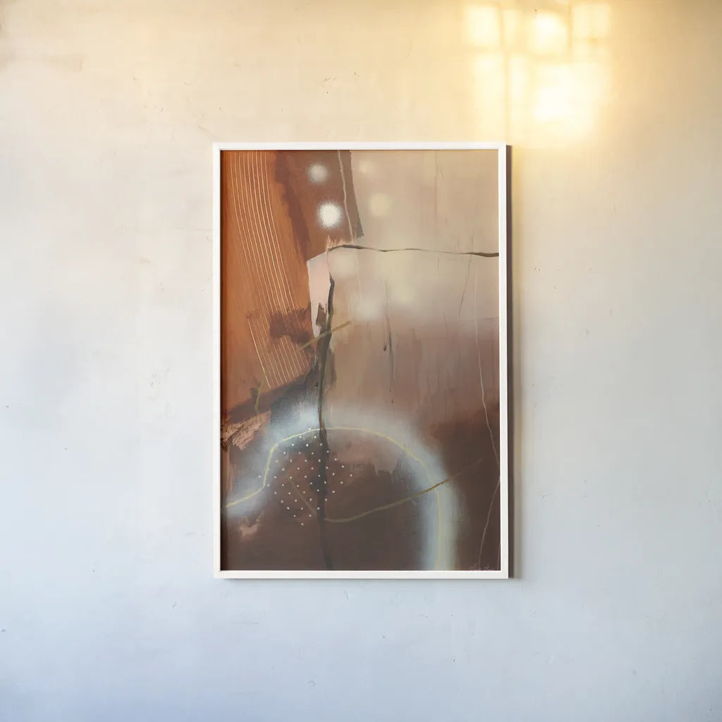 Walking in the Woods by Laura Horn. shown as a paper print in a white frame. Available as a archival giclee rolled canvas, fine art paper, or poster print. SKU 73346h.