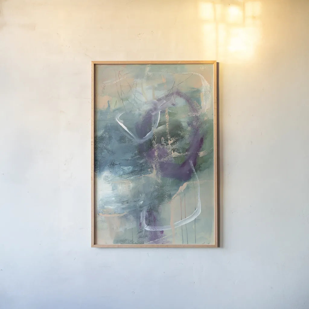 Wind on the Water by Laura Horn. shown as a paper print in a natural frame. Available as a archival giclee rolled canvas, fine art paper, or poster print. SKU 91644h.