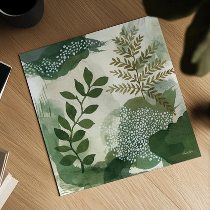Woodland Walk I by Laura Horn. Shown as a detailed flat fine art print, highlighting archival giclee quality. Available as an archival giclee rolled canvas, fine art paper, or poster print. SKU 72223a.
