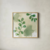 Woodland Walk II by Laura Horn. Shown in a natural wood glass frame for a timeless modern aesthetic. Available as an archival giclee rolled canvas, fine art paper, or poster print. SKU 72224a.