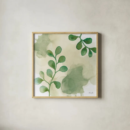 Woodland Walk II by Laura Horn. Shown in a natural wood glass frame for a timeless modern aesthetic. Available as an archival giclee rolled canvas, fine art paper, or poster print. SKU 72224a.