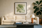 Woodland Walk III by Laura Horn. Displayed in a glass frame with matte in a clean modern living room. Available as an archival giclee rolled canvas, fine art paper, or poster print. SKU 72225a.