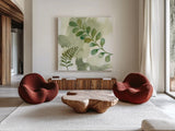 Woodland Walk III by Laura Horn. Shown as extra-large giant wall art in a modern living room. Available as an archival giclee rolled canvas, fine art paper, or poster print. SKU 72225a.