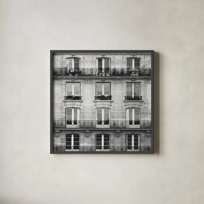 Across the Street II Crop by Laura Marshall. Shown in a sleek black glass frame for a contemporary gallery look. Available as an archival giclee rolled canvas, fine art paper, or poster print. SKU 21915a.