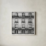 Across the Street II Crop by Laura Marshall. Shown in a crisp white glass frame for a clean and minimalist style. Available as an archival giclee rolled canvas, fine art paper, or poster print. SKU 21915a.
