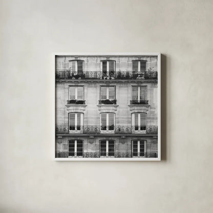 Across the Street II Crop by Laura Marshall. Shown in a crisp white glass frame for a clean and minimalist style. Available as an archival giclee rolled canvas, fine art paper, or poster print. SKU 21915a.