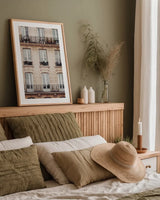 Across the Street II Neutral by Laura Marshall. shown as a paper print in a natural frame. Available as a archival giclee rolled canvas, fine art paper, or poster print. SKU 53121h.