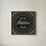 Adventure Together I by Laura Marshall. Shown in a sleek black glass frame for a contemporary gallery look. Available as an archival giclee rolled canvas, fine art paper, or poster print. SKU 29832a.