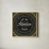 Adventure Together I by Laura Marshall. Shown in a natural wood glass frame for a timeless modern aesthetic. Available as an archival giclee rolled canvas, fine art paper, or poster print. SKU 29832a.