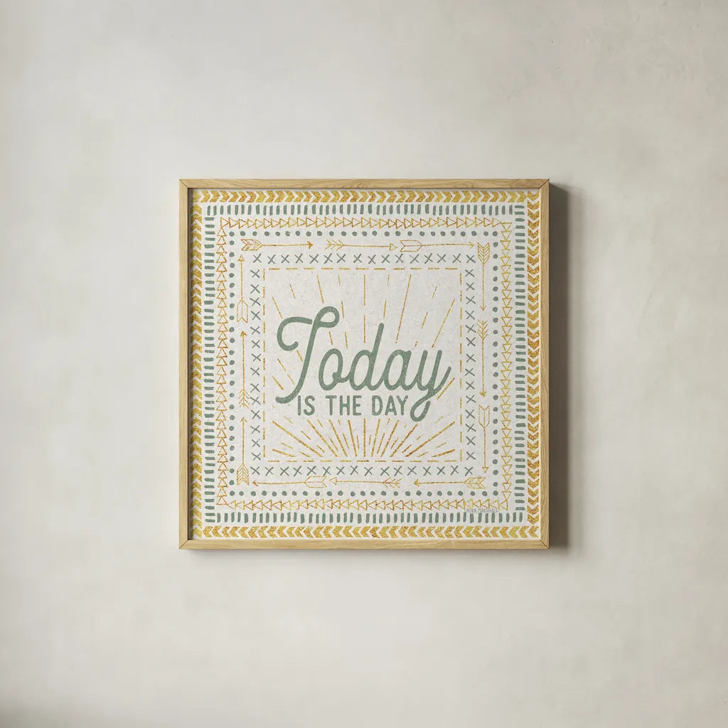 Adventure Together II by Laura Marshall. Shown in a natural wood glass frame for a timeless modern aesthetic. Available as an archival giclee rolled canvas, fine art paper, or poster print. SKU 29833a.