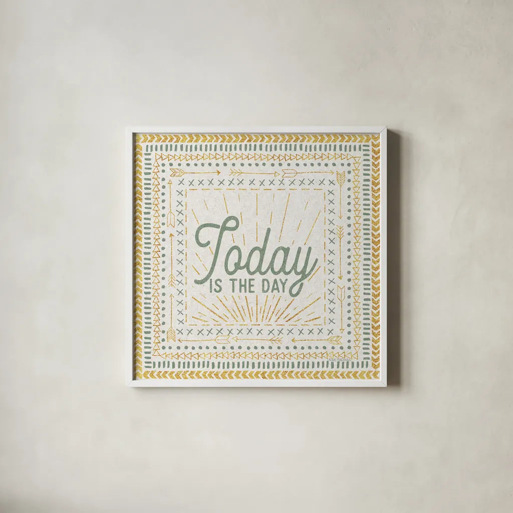 Adventure Together II by Laura Marshall. Shown in a crisp white glass frame for a clean and minimalist style. Available as an archival giclee rolled canvas, fine art paper, or poster print. SKU 29833a.