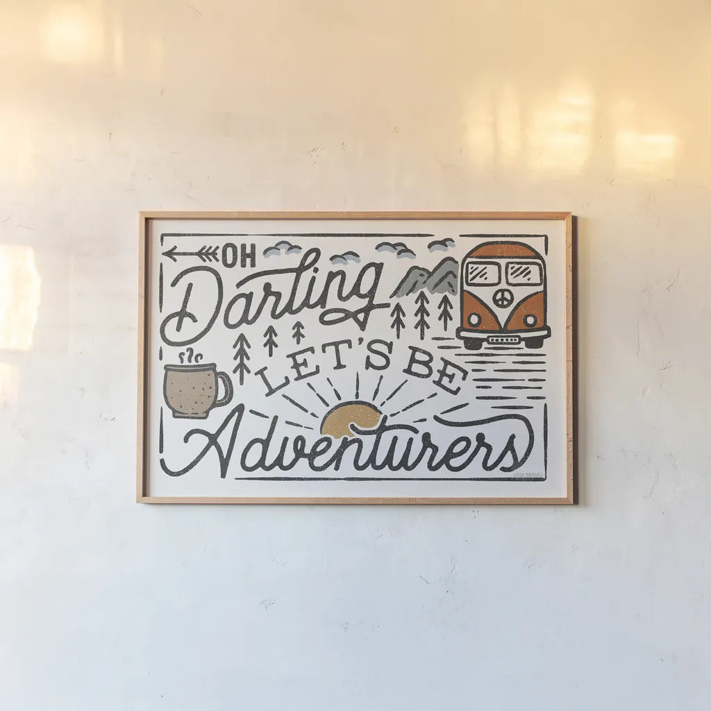 Adventurous I by Laura Marshall. shown as a paper print in a natural frame. Available as a archival giclee rolled canvas, fine art paper, or poster print. SKU 58453i.