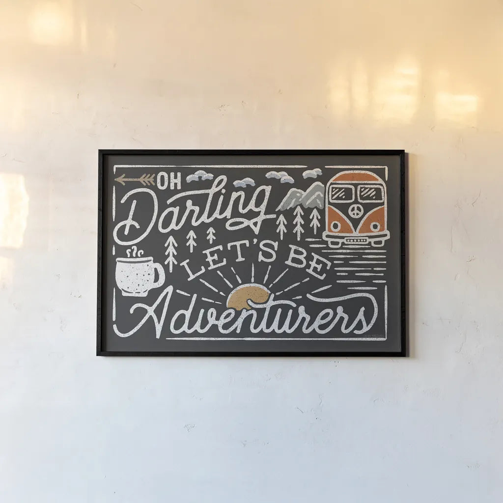 Adventurous I Black by Laura Marshall. shown as a paper print in a black flame. Available as a archival giclee rolled canvas, fine art paper, or poster print. SKU 58460i.