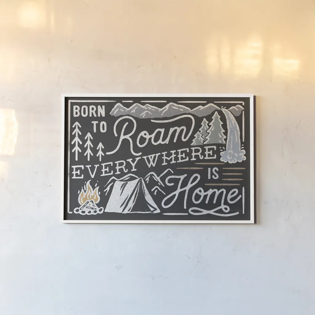 Adventurous II Black by Laura Marshall. shown as a paper print in a white frame. Available as a archival giclee rolled canvas, fine art paper, or poster print. SKU 58461i.