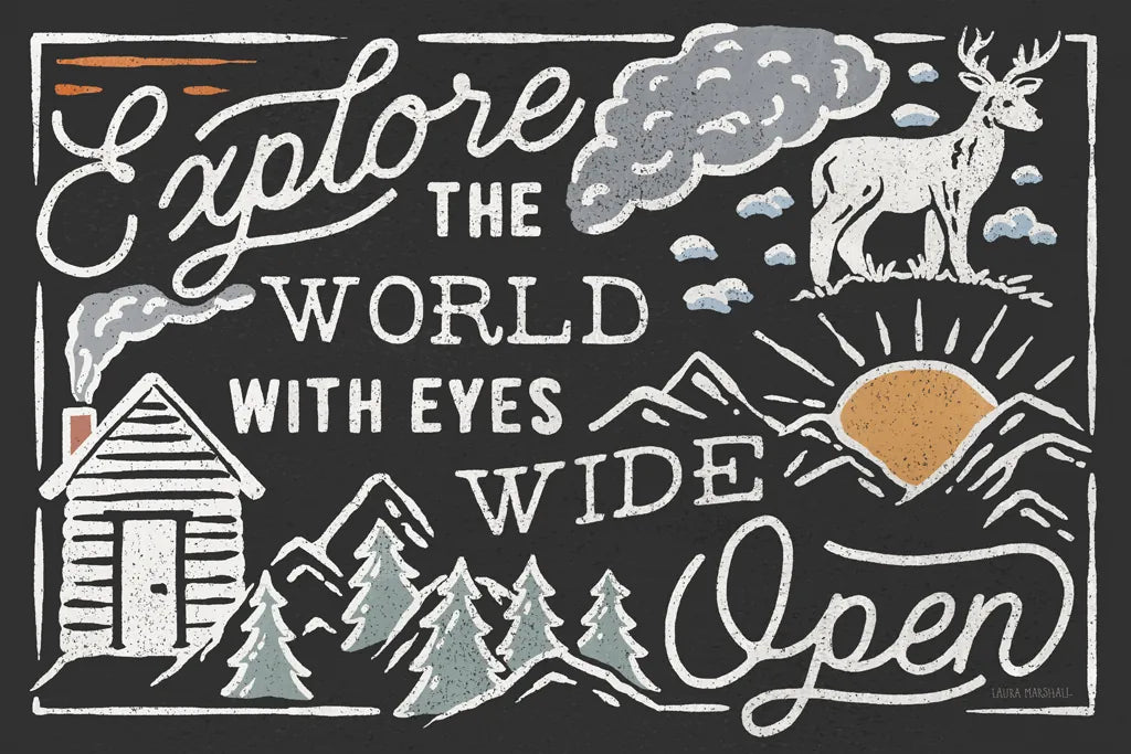 Adventurous IV Black Horizontal by Laura Marshall. SKU 64042i. Archival Giclee Fine art print for wall decor.