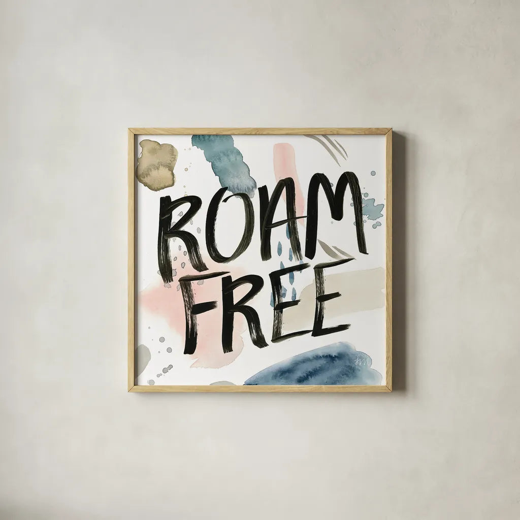 April Showers Inspiration II by Laura Marshall. Shown in a natural wood glass frame for a timeless modern aesthetic. Available as an archival giclee rolled canvas, fine art paper, or poster print. SKU 33166a.