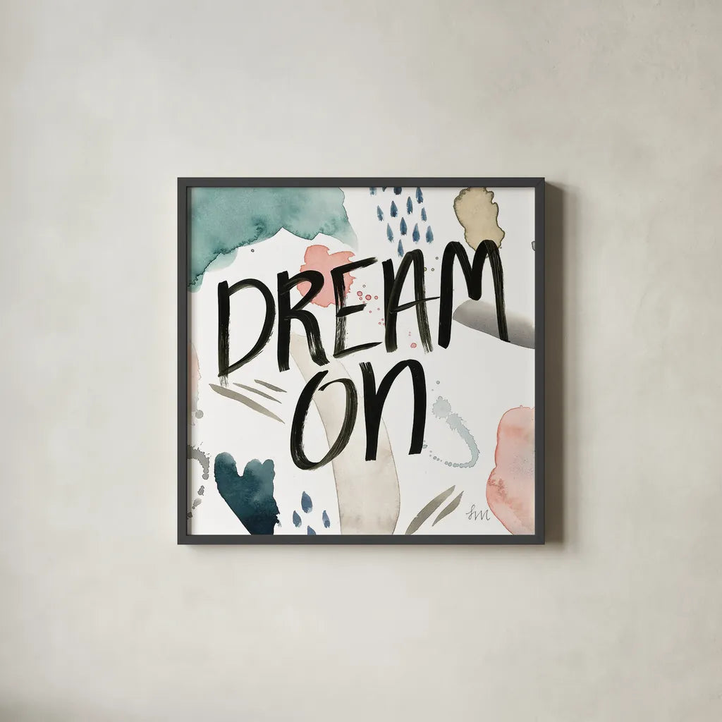 April Showers Inspiration IV by Laura Marshall. Shown in a sleek black glass frame for a contemporary gallery look. Available as an archival giclee rolled canvas, fine art paper, or poster print. SKU 33168a.