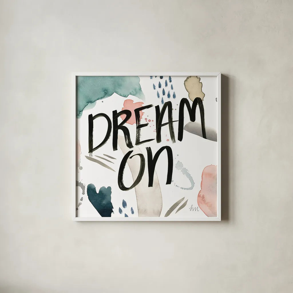 April Showers Inspiration IV by Laura Marshall. Shown in a crisp white glass frame for a clean and minimalist style. Available as an archival giclee rolled canvas, fine art paper, or poster print. SKU 33168a.