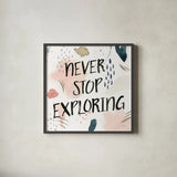 April Showers VII Inspiration Blush by Laura Marshall. Shown in a sleek black glass frame for a contemporary gallery look. Available as an archival giclee rolled canvas, fine art paper, or poster print. SKU 54186a.