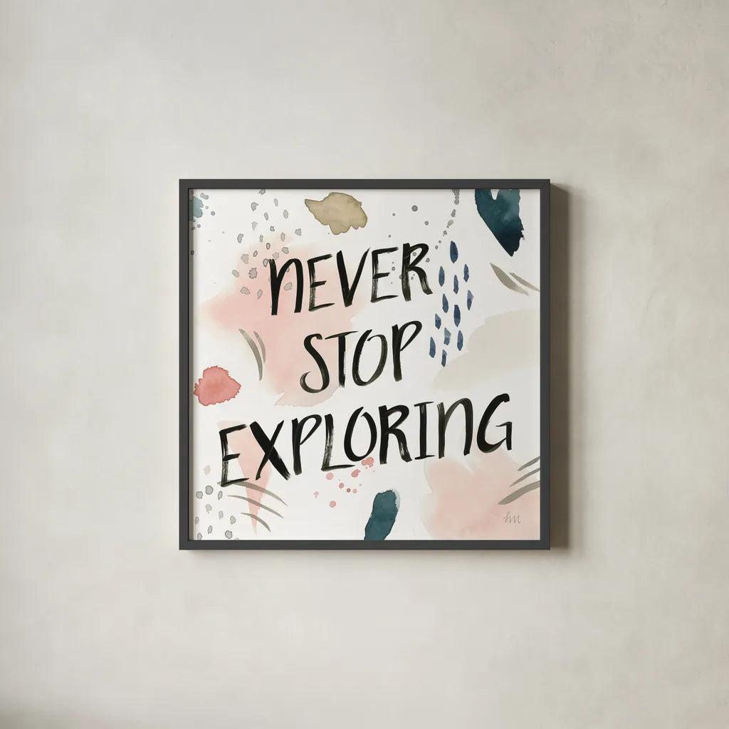 April Showers VII Inspiration Blush by Laura Marshall. Shown in a sleek black glass frame for a contemporary gallery look. Available as an archival giclee rolled canvas, fine art paper, or poster print. SKU 54186a.