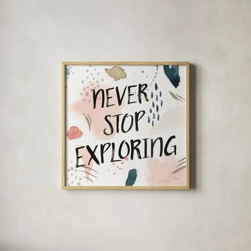 April Showers VII Inspiration Blush by Laura Marshall. Shown in a natural wood glass frame for a timeless modern aesthetic. Available as an archival giclee rolled canvas, fine art paper, or poster print. SKU 54186a.