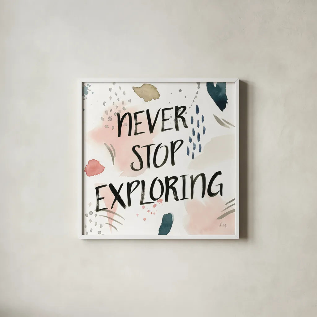 April Showers VII Inspiration Blush by Laura Marshall. Shown in a crisp white glass frame for a clean and minimalist style. Available as an archival giclee rolled canvas, fine art paper, or poster print. SKU 54186a.