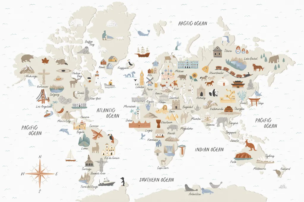 Around the World I by Laura Marshall. SKU 71724i. Archival Giclee Fine art print for wall decor.