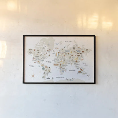 Around the World I by Laura Marshall. shown as a paper print in a black flame. Available as a archival giclee rolled canvas, fine art paper, or poster print. SKU 71724i.