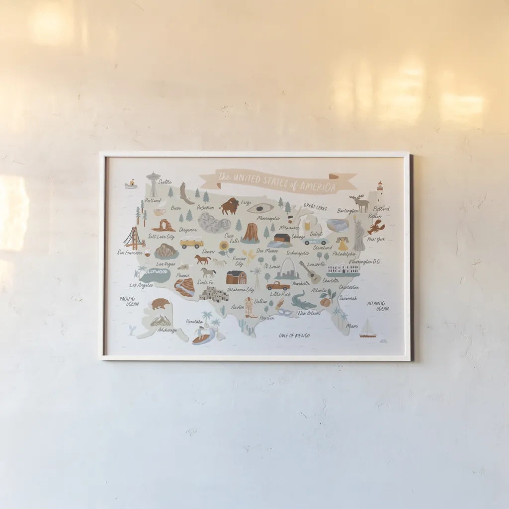 Around the World II by Laura Marshall. shown as a paper print in a white frame. Available as a archival giclee rolled canvas, fine art paper, or poster print. SKU 71725i.