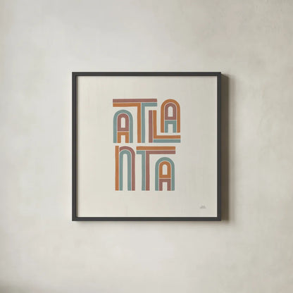 Atlanta by Laura Marshall. Shown in a sleek black glass frame for a contemporary gallery look. Available as an archival giclee rolled canvas, fine art paper, or poster print. SKU 101641a.