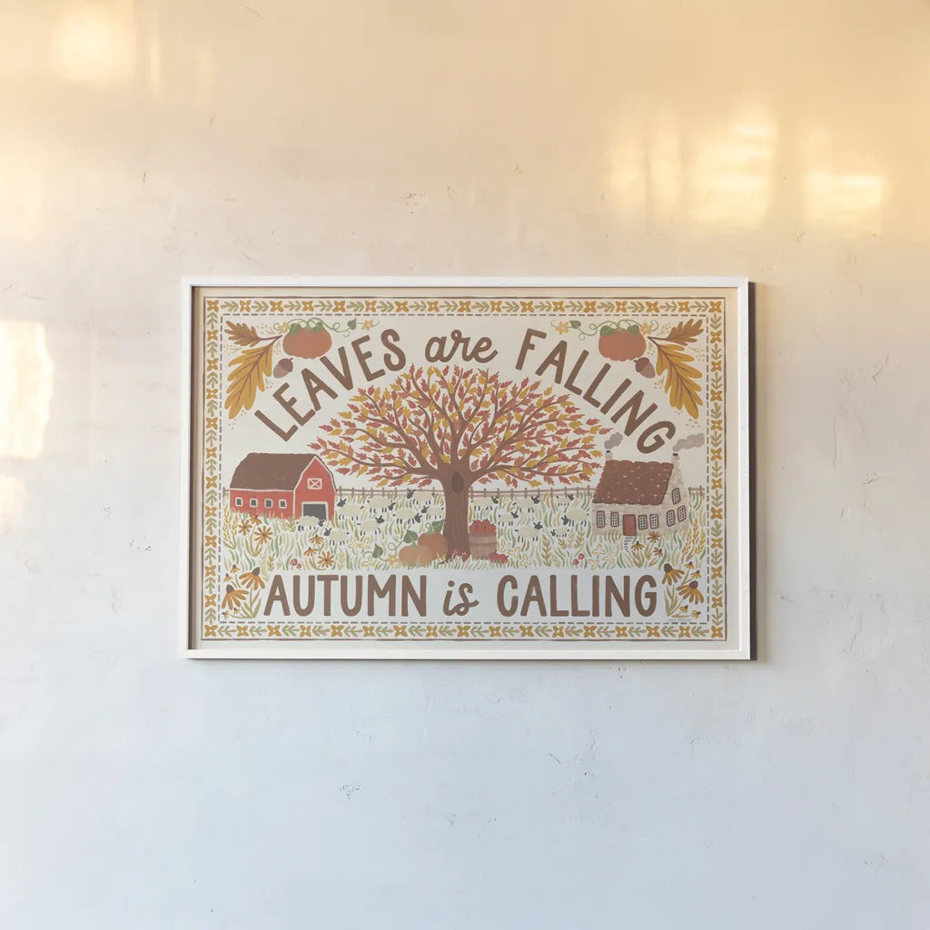 Autumn Days I by Laura Marshall. shown as a paper print in a white frame. Available as a archival giclee rolled canvas, fine art paper, or poster print. SKU 90579i.