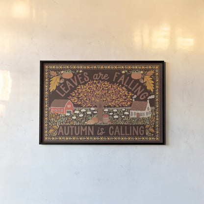 Autumn Days I Dark by Laura Marshall. shown as a paper print in a black flame. Available as a archival giclee rolled canvas, fine art paper, or poster print. SKU 90590i.