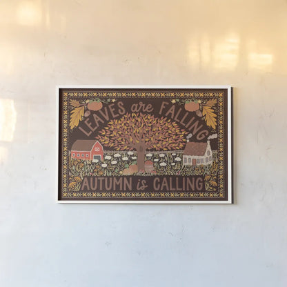 Autumn Days I Dark by Laura Marshall. shown as a paper print in a white frame. Available as a archival giclee rolled canvas, fine art paper, or poster print. SKU 90590i.