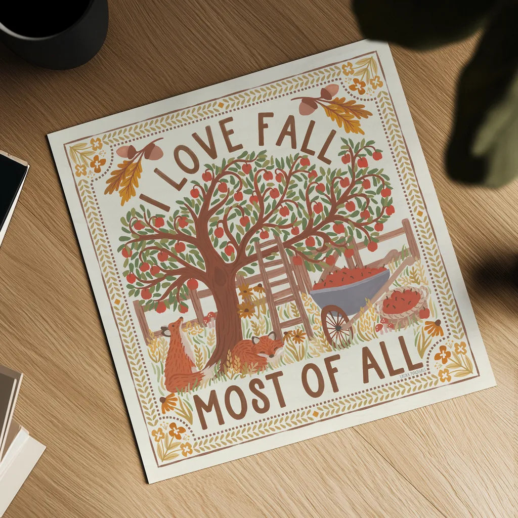 Autumn Days II by Laura Marshall. Shown as a detailed flat fine art print, highlighting archival giclee quality. Available as an archival giclee rolled canvas, fine art paper, or poster print. SKU 90580a.