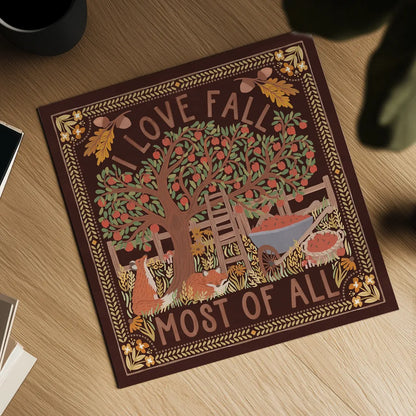 Autumn Days II Dark by Laura Marshall. Shown as a detailed flat fine art print, highlighting archival giclee quality. Available as an archival giclee rolled canvas, fine art paper, or poster print. SKU 90591a.