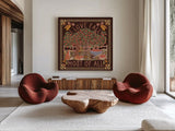 Autumn Days II Dark by Laura Marshall. Shown as extra-large giant wall art in a modern living room. Available as an archival giclee rolled canvas, fine art paper, or poster print. SKU 90591a.