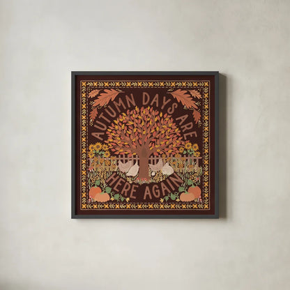 Autumn Days III Dark by Laura Marshall. Shown in a sleek black glass frame for a contemporary gallery look. Available as an archival giclee rolled canvas, fine art paper, or poster print. SKU 90592a.