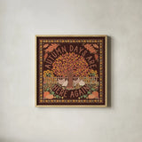 Autumn Days III Dark by Laura Marshall. Shown in a natural wood glass frame for a timeless modern aesthetic. Available as an archival giclee rolled canvas, fine art paper, or poster print. SKU 90592a.