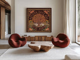 Autumn Days III Dark by Laura Marshall. Shown as extra-large giant wall art in a modern living room. Available as an archival giclee rolled canvas, fine art paper, or poster print. SKU 90592a.