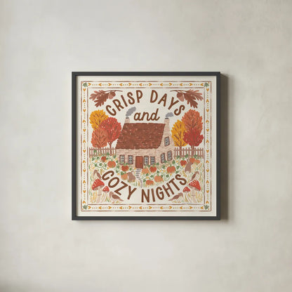 Autumn Days IV by Laura Marshall. Shown in a sleek black glass frame for a contemporary gallery look. Available as an archival giclee rolled canvas, fine art paper, or poster print. SKU 90582a.