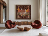 Autumn Days IV Dark by Laura Marshall. Shown as extra-large giant wall art in a modern living room. Available as an archival giclee rolled canvas, fine art paper, or poster print. SKU 90593a.