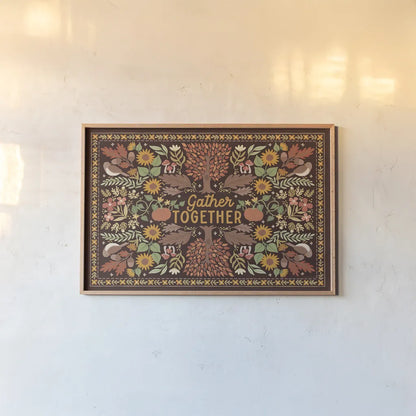 Autumn Days IX Dark by Laura Marshall. shown as a paper print in a natural frame. Available as a archival giclee rolled canvas, fine art paper, or poster print. SKU 90598i.