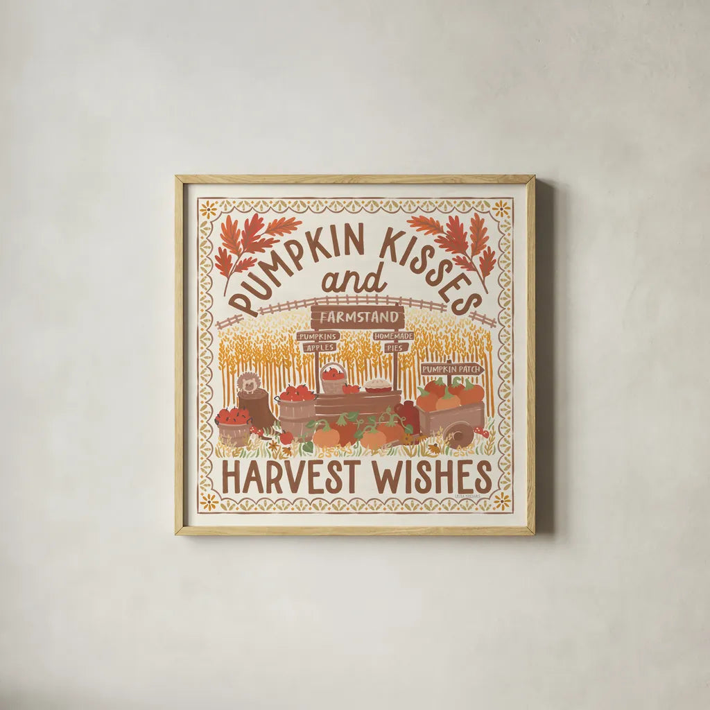 Autumn Days V by Laura Marshall. Shown in a natural wood glass frame for a timeless modern aesthetic. Available as an archival giclee rolled canvas, fine art paper, or poster print. SKU 90583a.