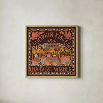 Autumn Days V Dark by Laura Marshall. Shown in a natural wood glass frame for a timeless modern aesthetic. Available as an archival giclee rolled canvas, fine art paper, or poster print. SKU 90594a.