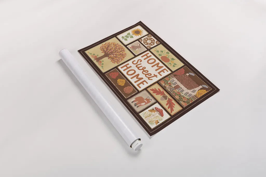 Autumn Days VI Dark by Laura Marshall. shown as a rolled paper print. Available as archival giclee rolled canvas, fine art paper, or poster print. SKU 90595i.