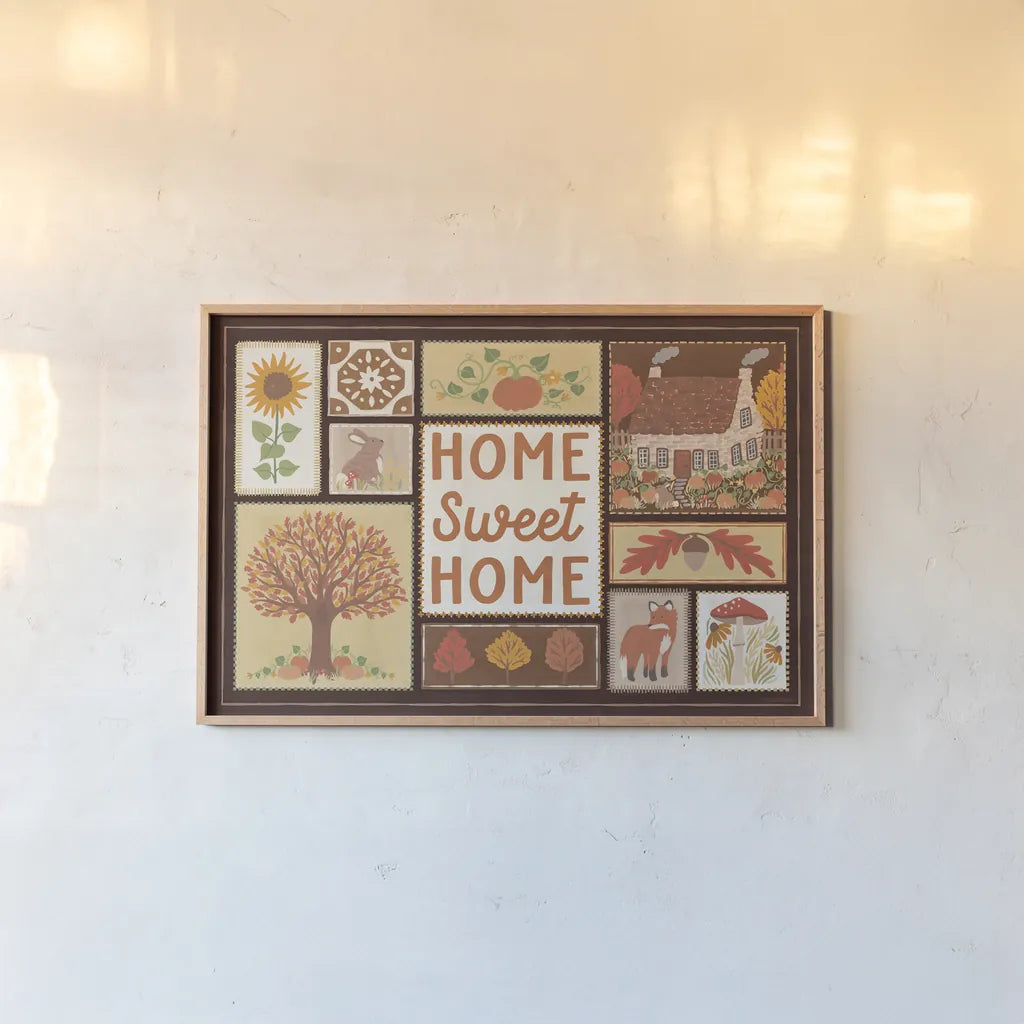 Autumn Days VI Dark by Laura Marshall. shown as a paper print in a natural frame. Available as a archival giclee rolled canvas, fine art paper, or poster print. SKU 90595i.