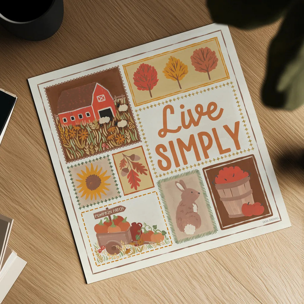 Autumn Days VII by Laura Marshall. Shown as a detailed flat fine art print, highlighting archival giclee quality. Available as an archival giclee rolled canvas, fine art paper, or poster print. SKU 90585a.