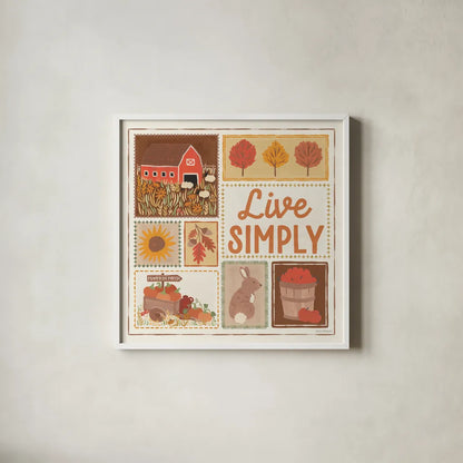 Autumn Days VII by Laura Marshall. Shown in a crisp white glass frame for a clean and minimalist style. Available as an archival giclee rolled canvas, fine art paper, or poster print. SKU 90585a.