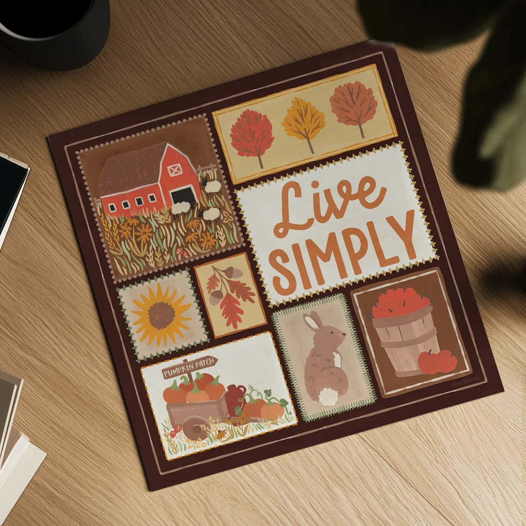 Autumn Days VII Dark by Laura Marshall. Shown as a detailed flat fine art print, highlighting archival giclee quality. Available as an archival giclee rolled canvas, fine art paper, or poster print. SKU 90596a.