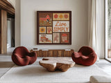Autumn Days VII Dark by Laura Marshall. Shown as extra-large giant wall art in a modern living room. Available as an archival giclee rolled canvas, fine art paper, or poster print. SKU 90596a.